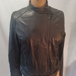 Gap Edition Black Leather Motorcycle Jacket Size L